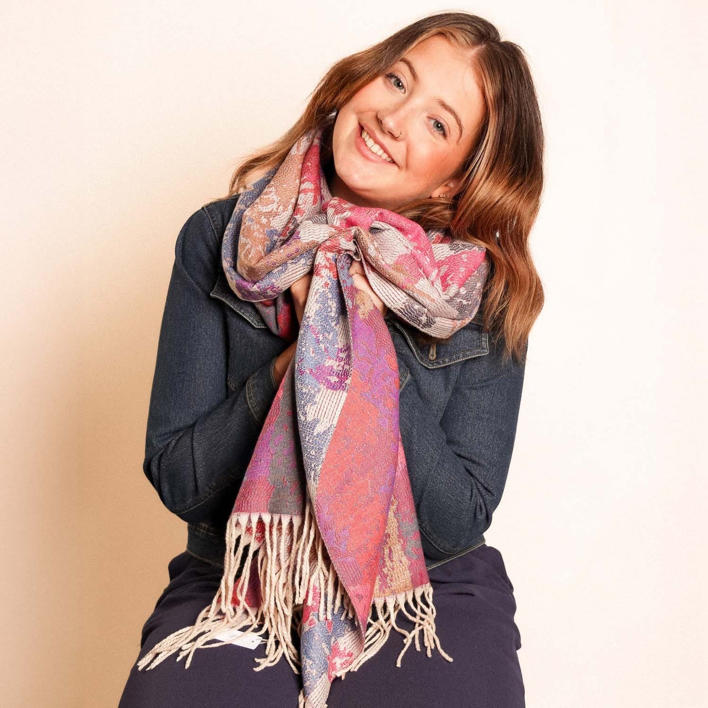 Scarf Winter Weight Checks Blue