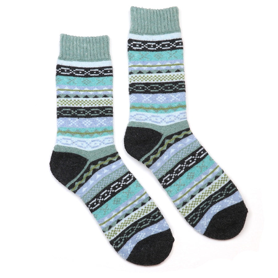 Lacey navy aqua mix multi pattern stripe socks