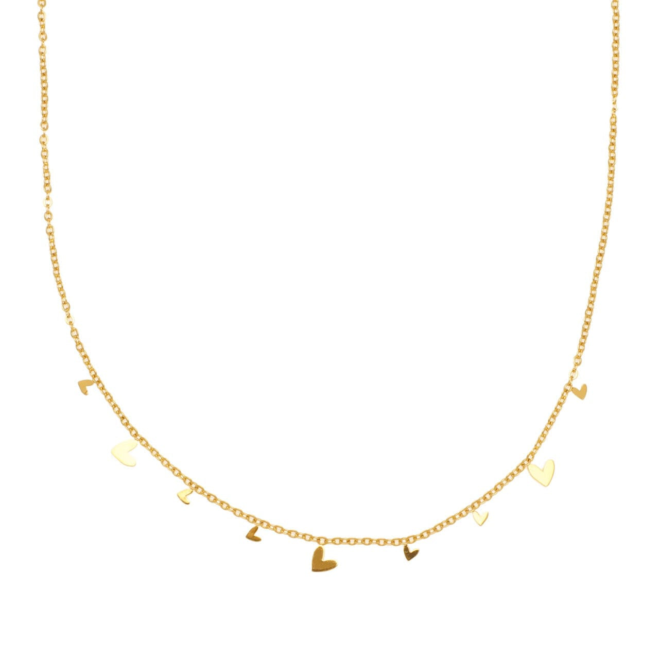 Necklace Waterproof Dainty Sketched Hearts Gold