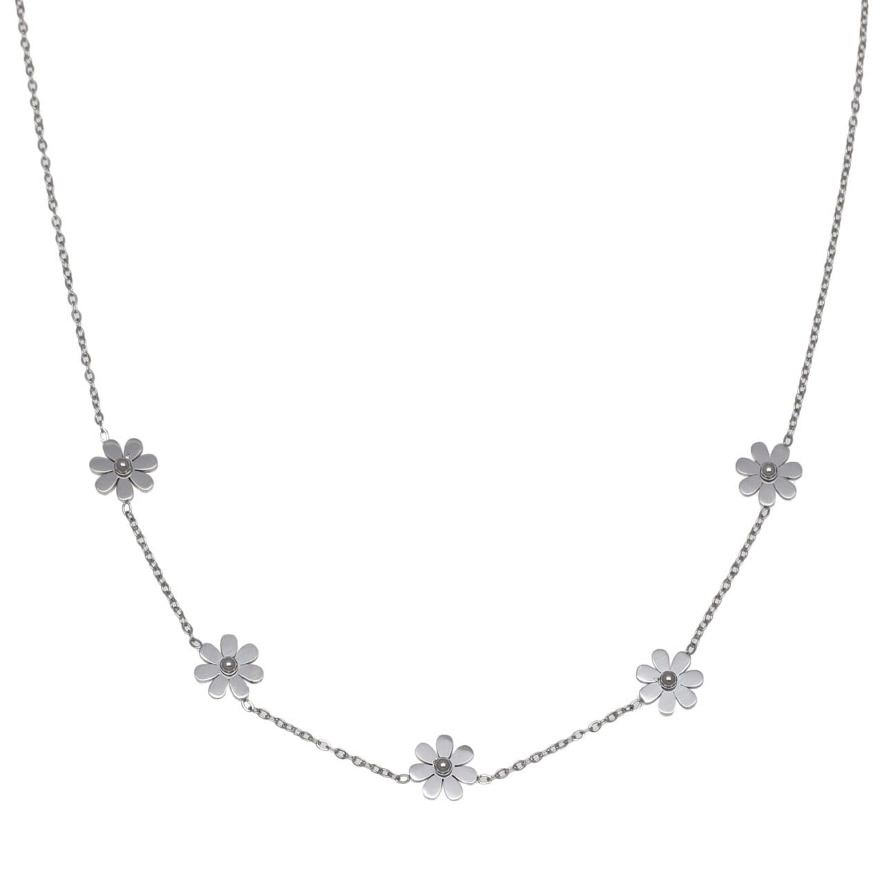 Necklace Waterproof Dainty Multi Daisy Silver