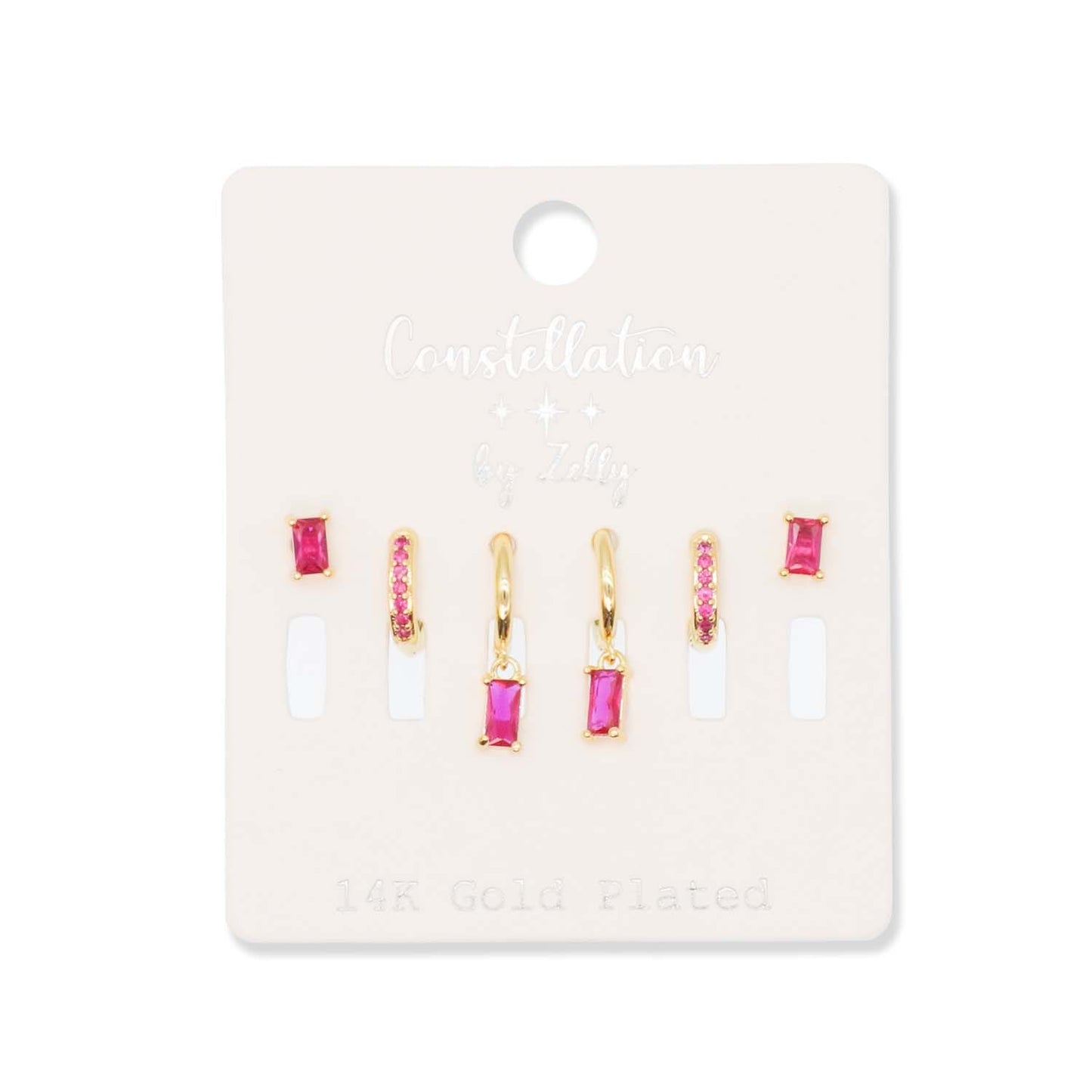 Earrings Multipack Crystal Drops Pink