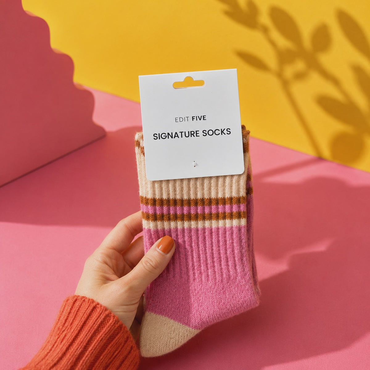 Pink, peach and orange striped signature socks