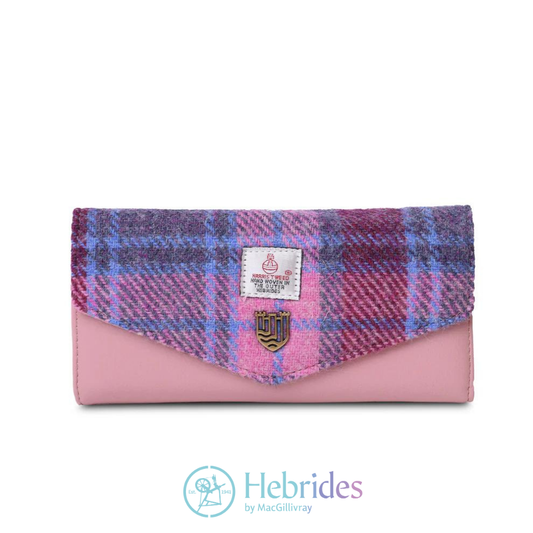 Pink & blue Harris Tweed - large clasp purse