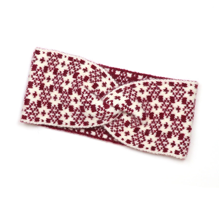 Astrid berry/cream scandi star knit headband