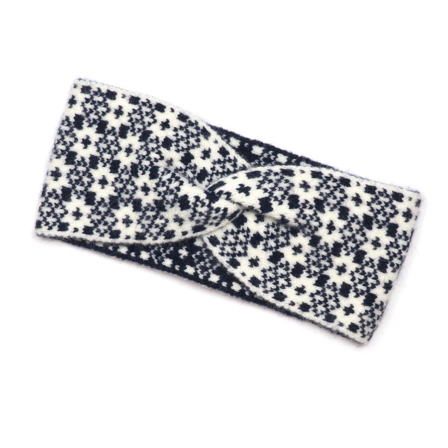 Astrid navy/cream scandi star knit headband