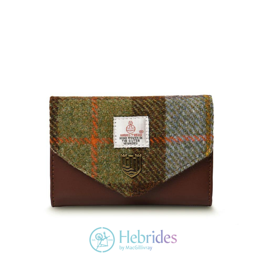 Chestnut and blue tartan Harris Tweed - small clasp purse