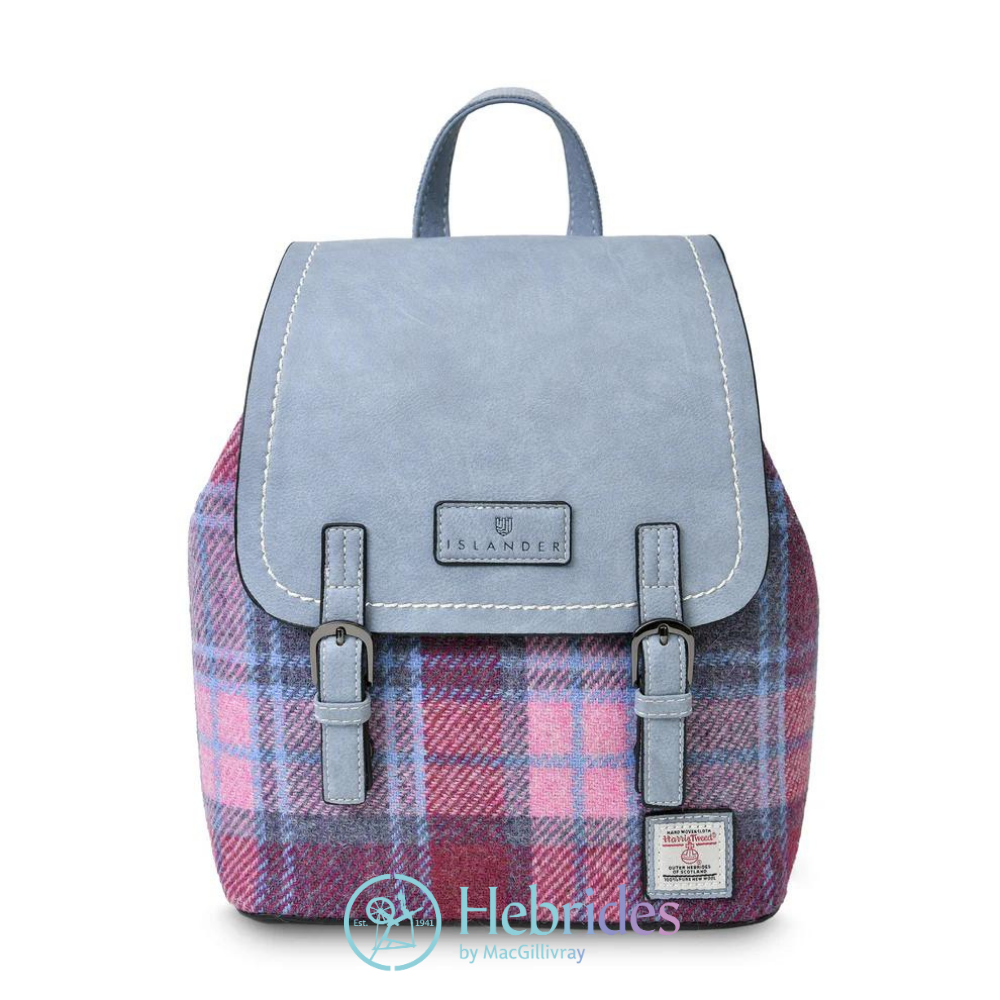 Pink & blue Harris Tweed - Jura backpack