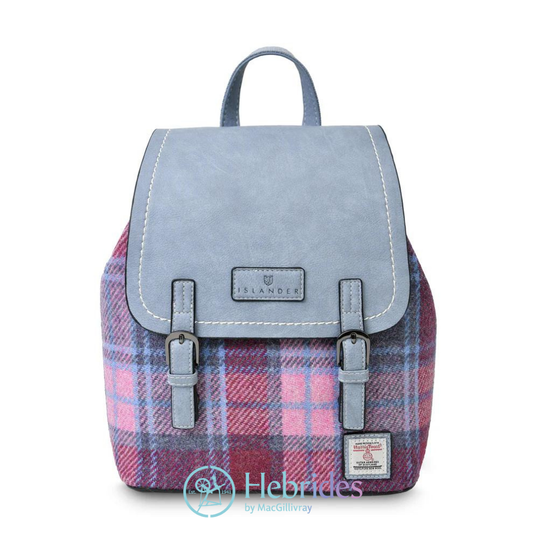 Pink & blue Harris Tweed - Jura backpack