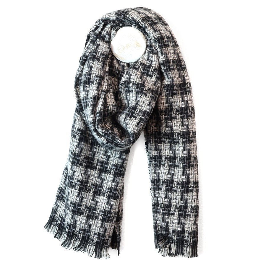 Mia monochrome check weave scarf with sequins