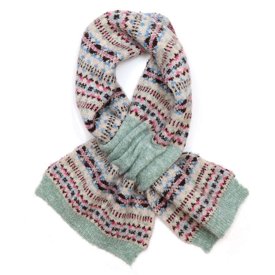 Iris mint mix pattern stripe recycled blend scarf
