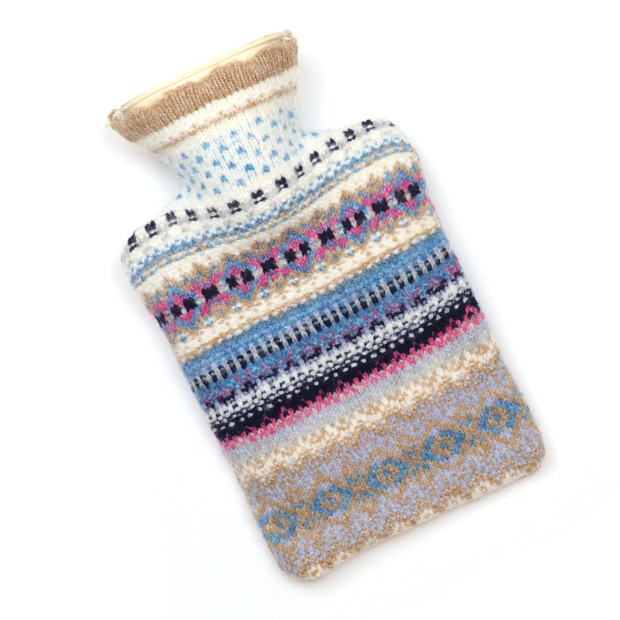 Evie camel and blue mix stripe knit hotwater bottle