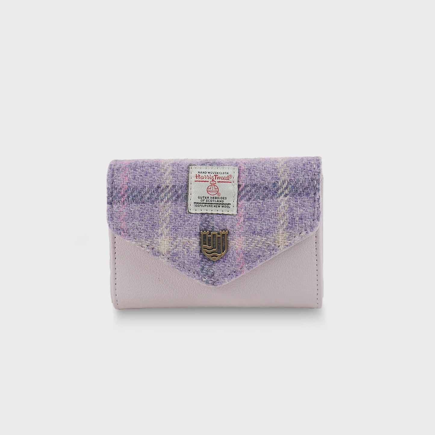 Purple tartan Harris tweed - small clasp purse