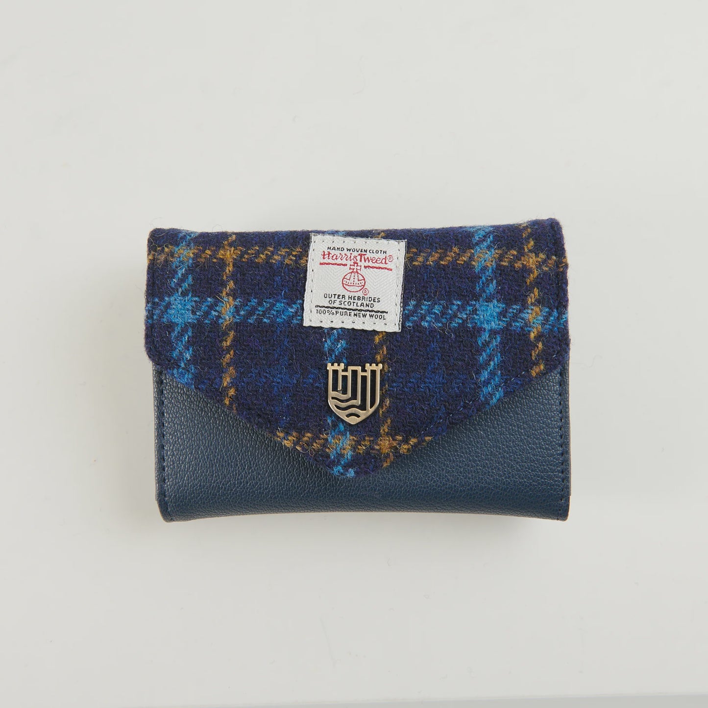 Navy & beige tartan - small clasp purse