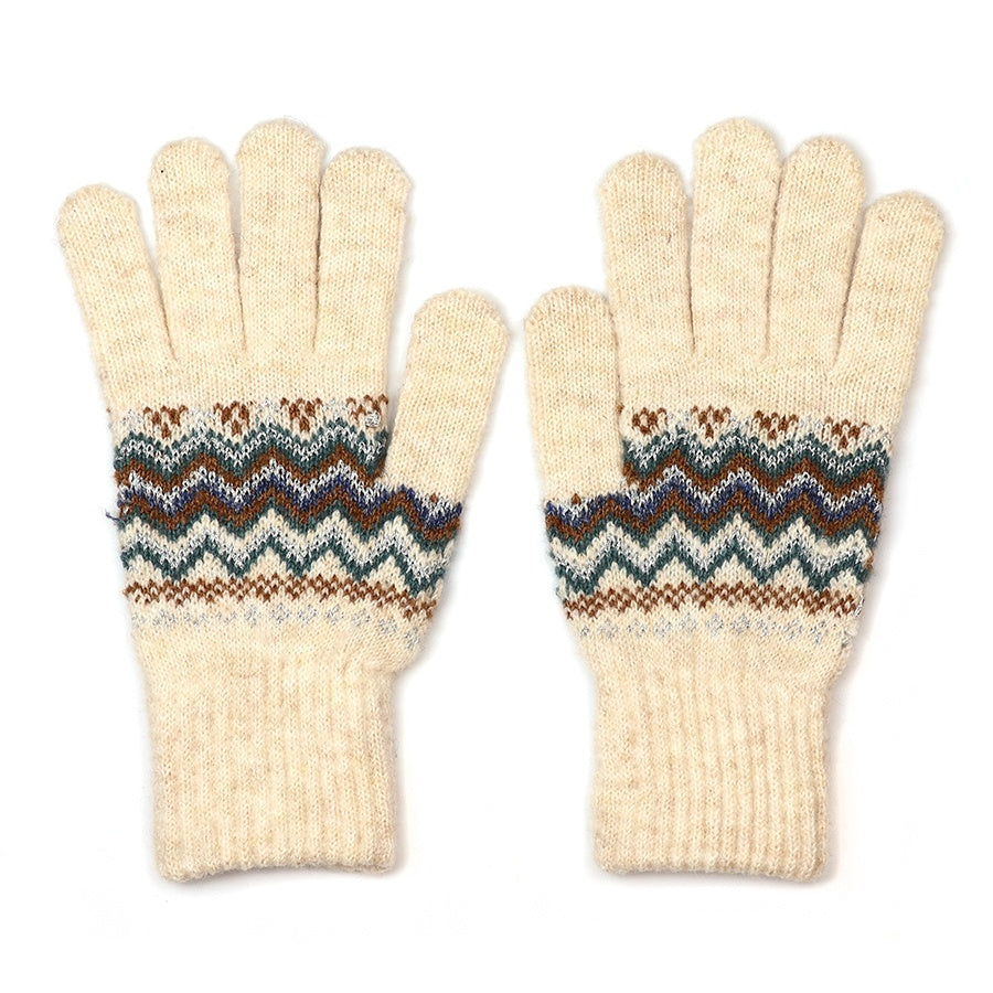 Sofia recycled blend cream mix fair isle knit gloves