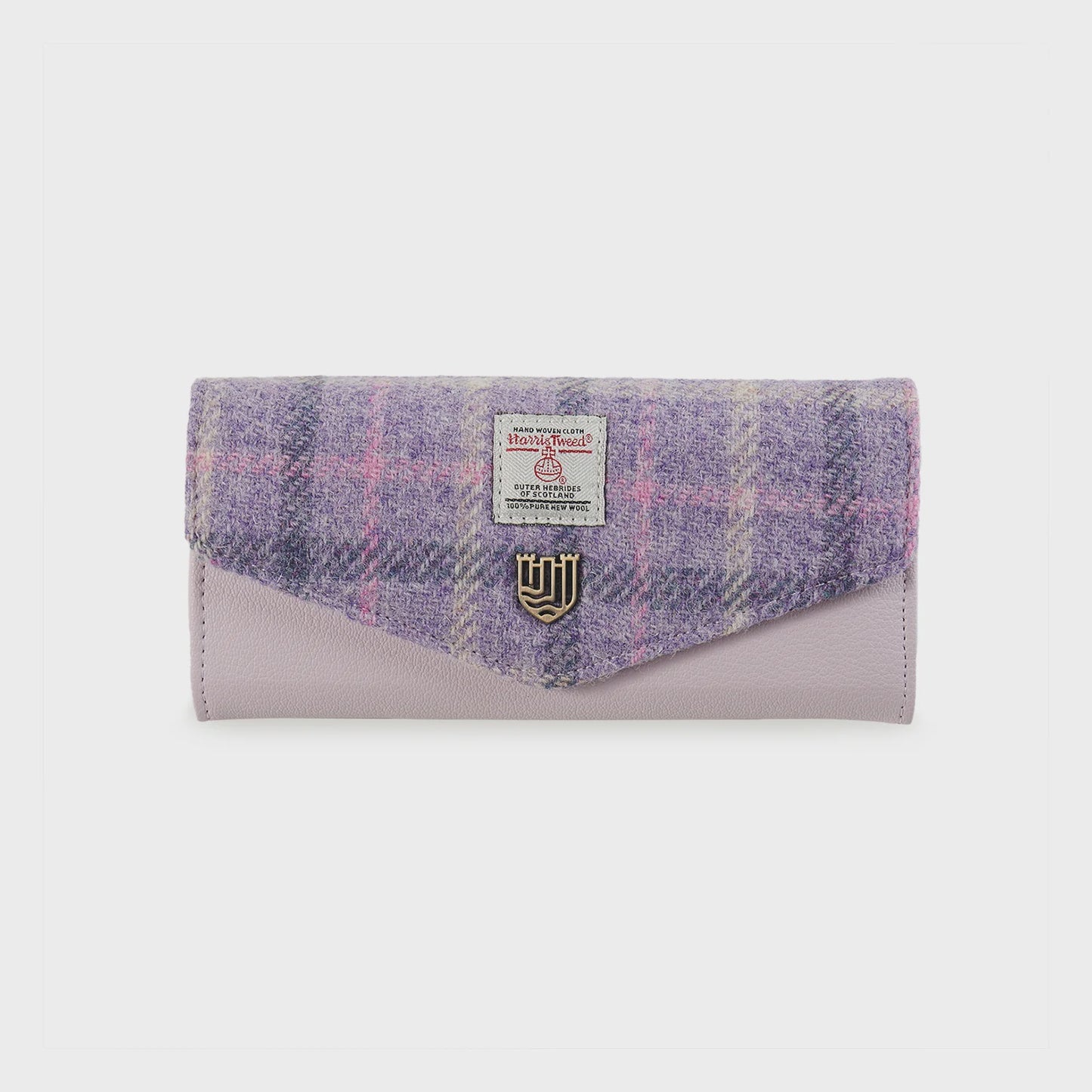 Purple tartan Harris tweed - large clasp purse