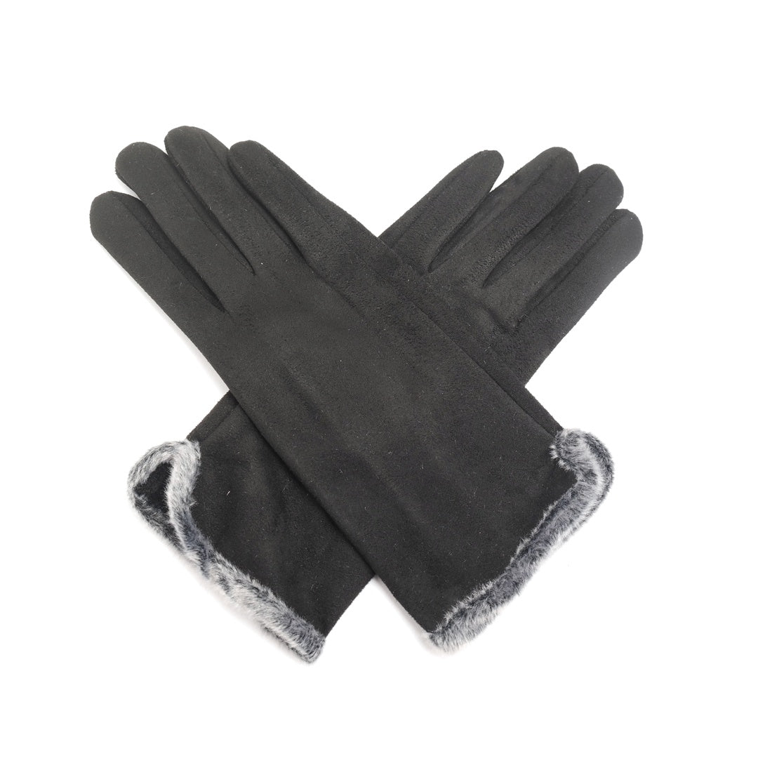 Black faux fur lined gloves