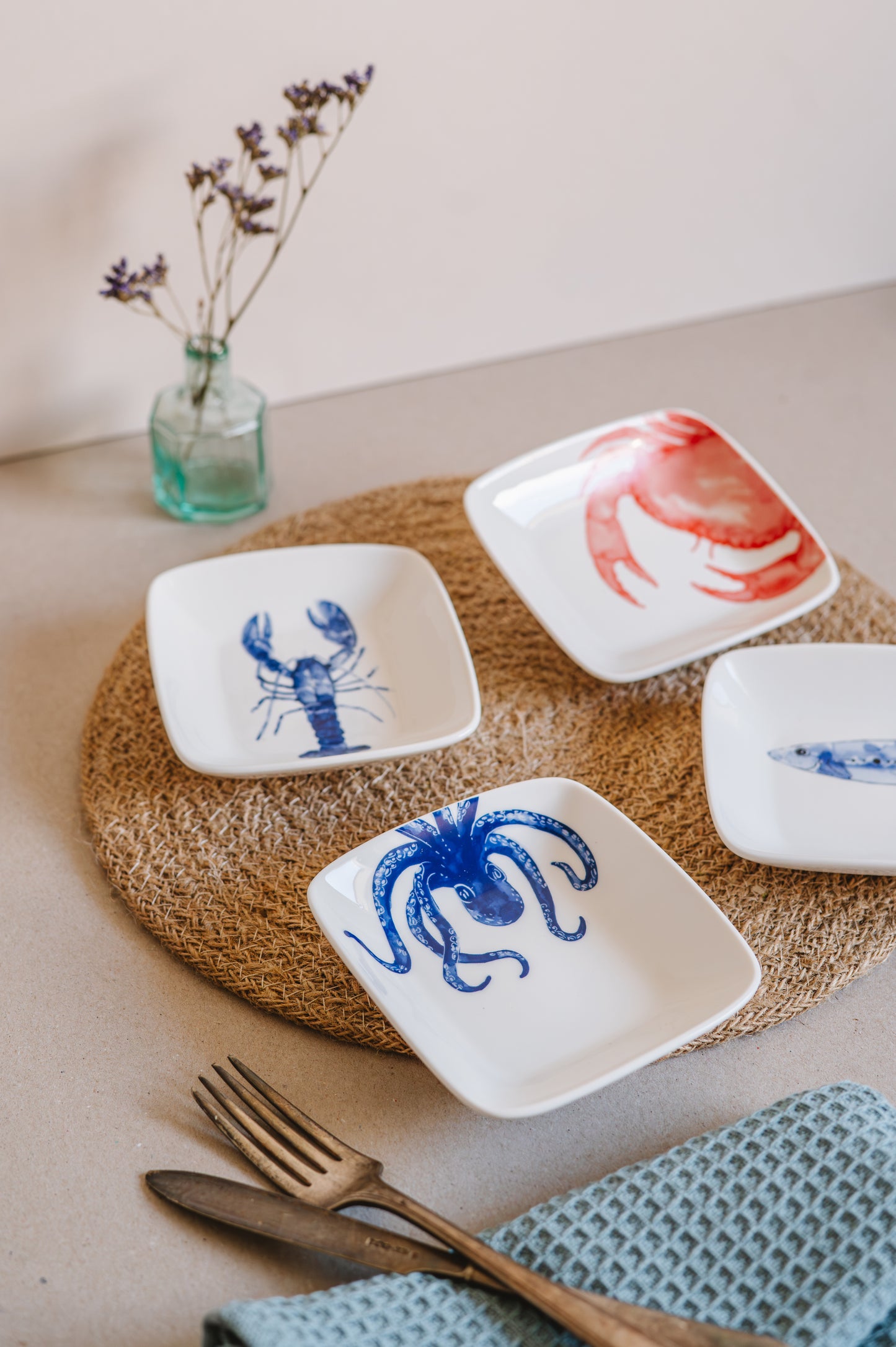 Marine life saucers - set of four