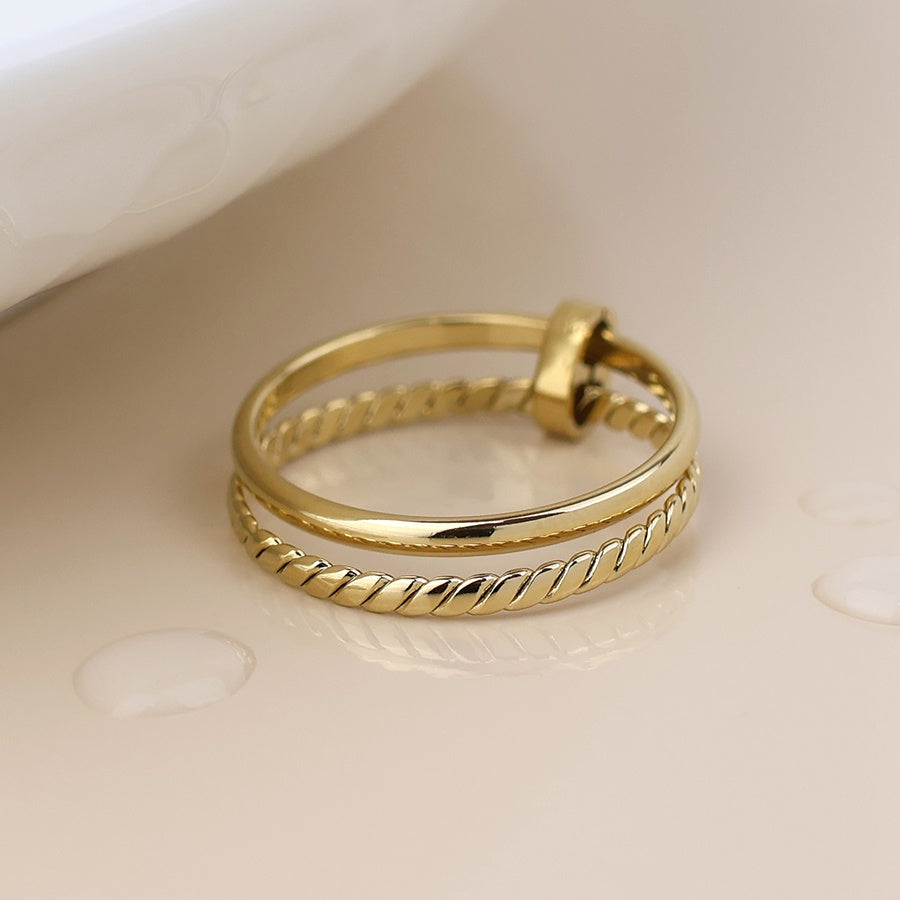 Gold plated stainless steel double linked ring stack