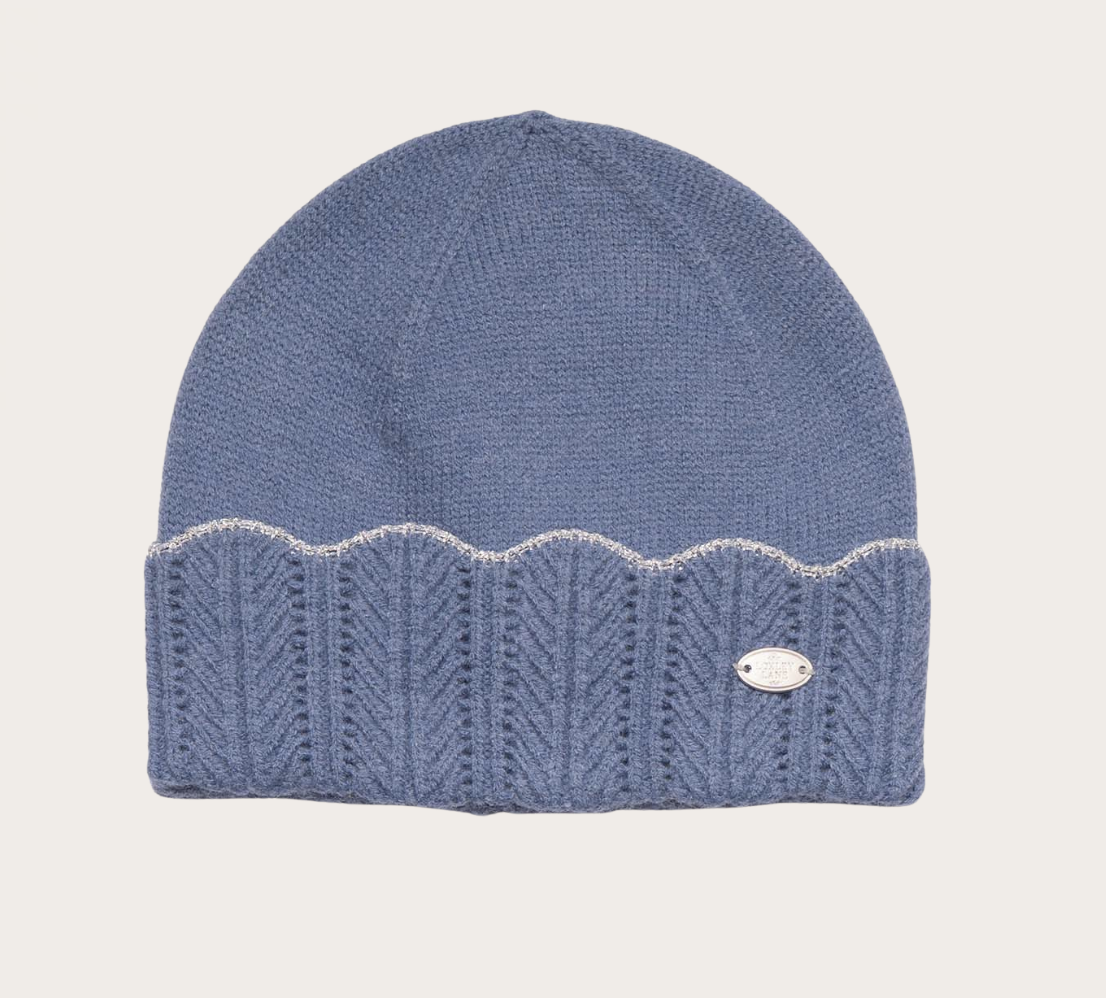 Beanie hat scallopped edge blue