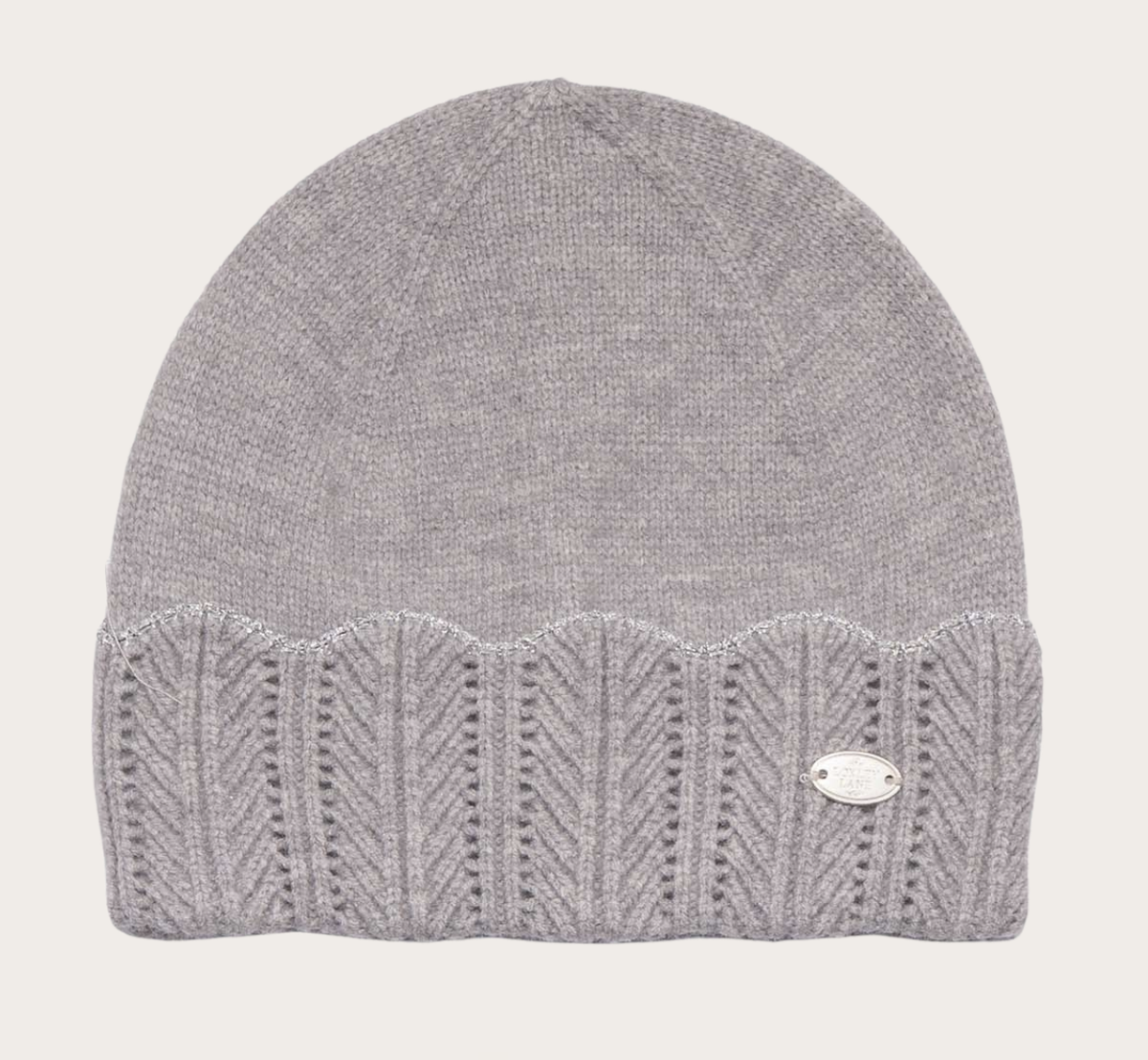 Beanie hat scallopped edge grey