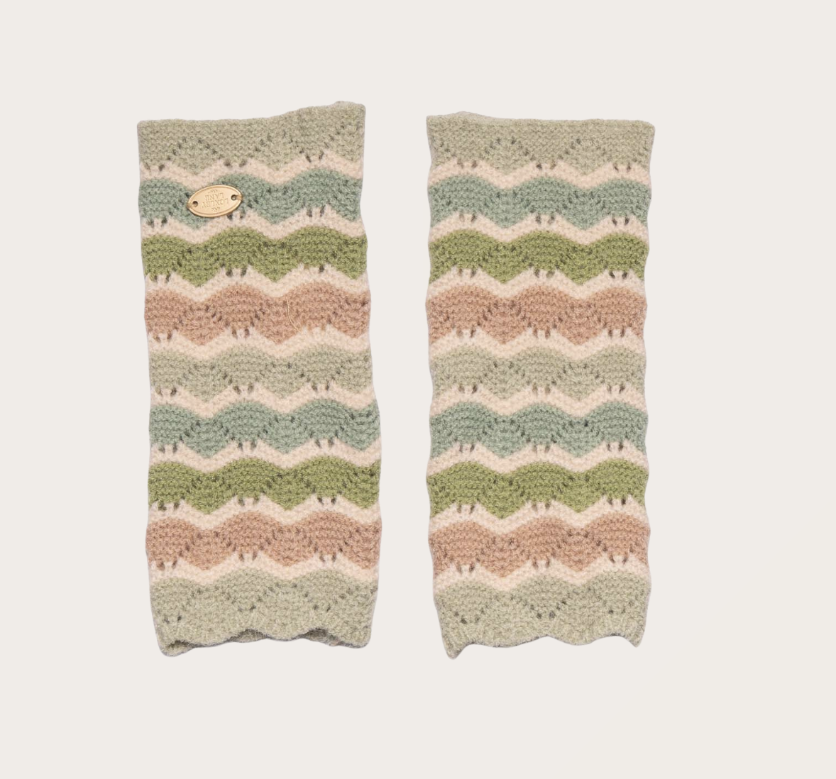 Glove fingerless wave design green