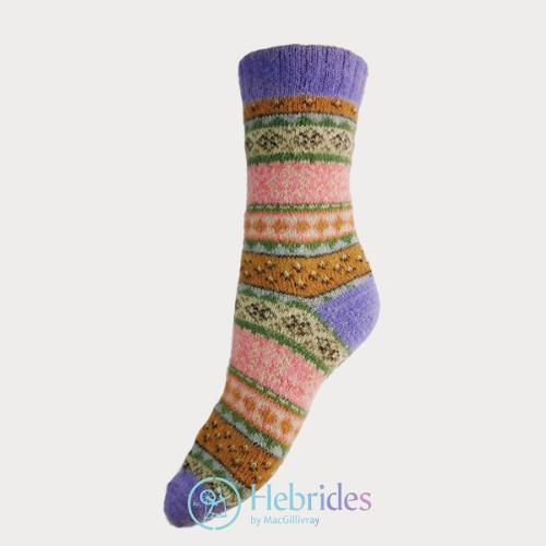 purple heeled patterned wool blend socks size 4-7