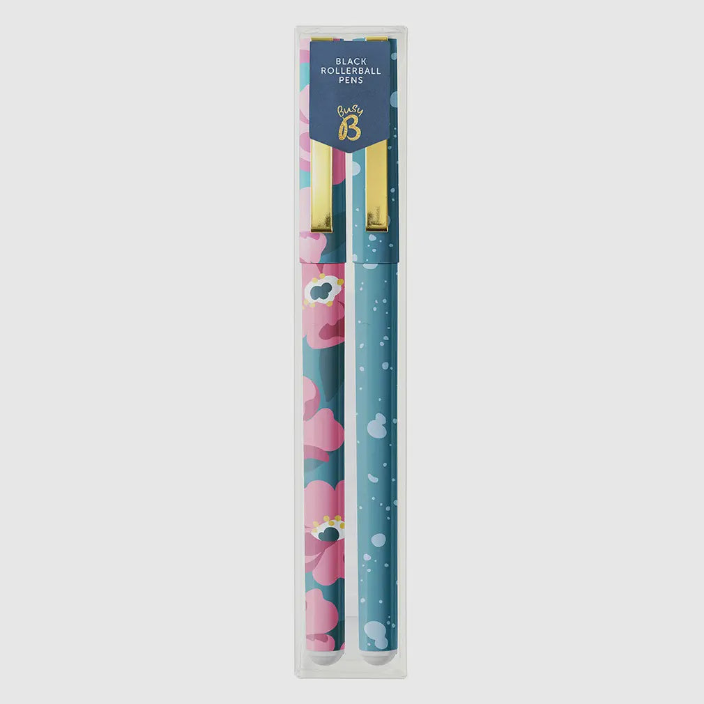 2-Pack Rollerball Pens ‚ Floral & Pine Spray, Black Ink