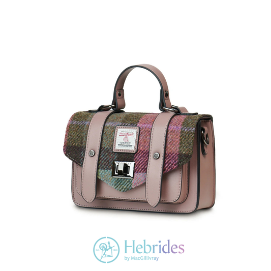 Pink & green tartan Harris Tweed - Satchel