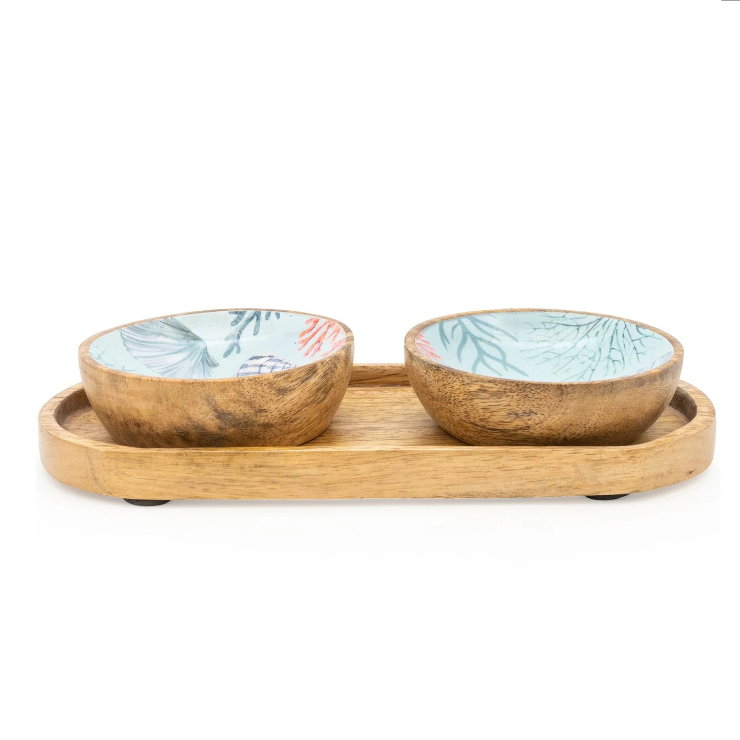 Set of 2 small mango wood dipping bowls