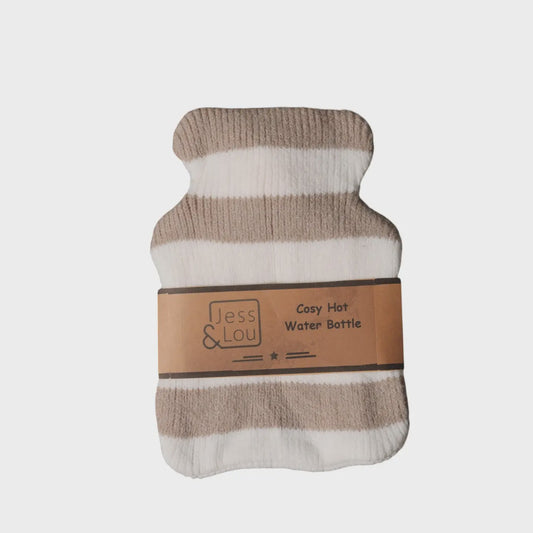 Taupe & White Stripe Mini Hot Water Bottle CC112