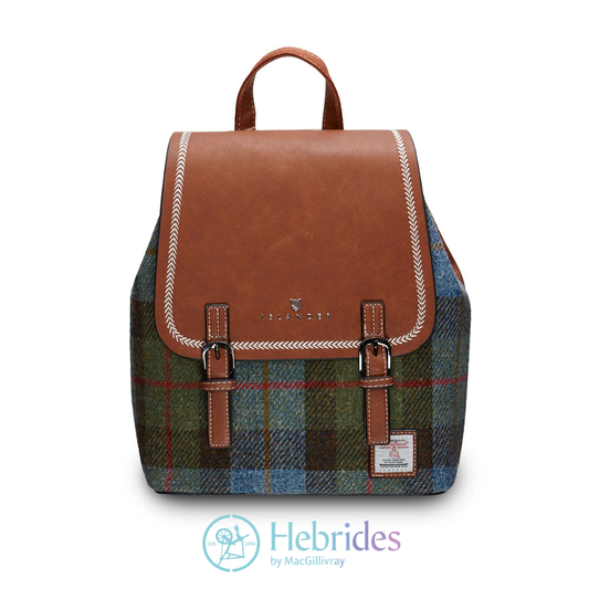 Chestnut & blue tartan Harris Tweed - Jura backpack