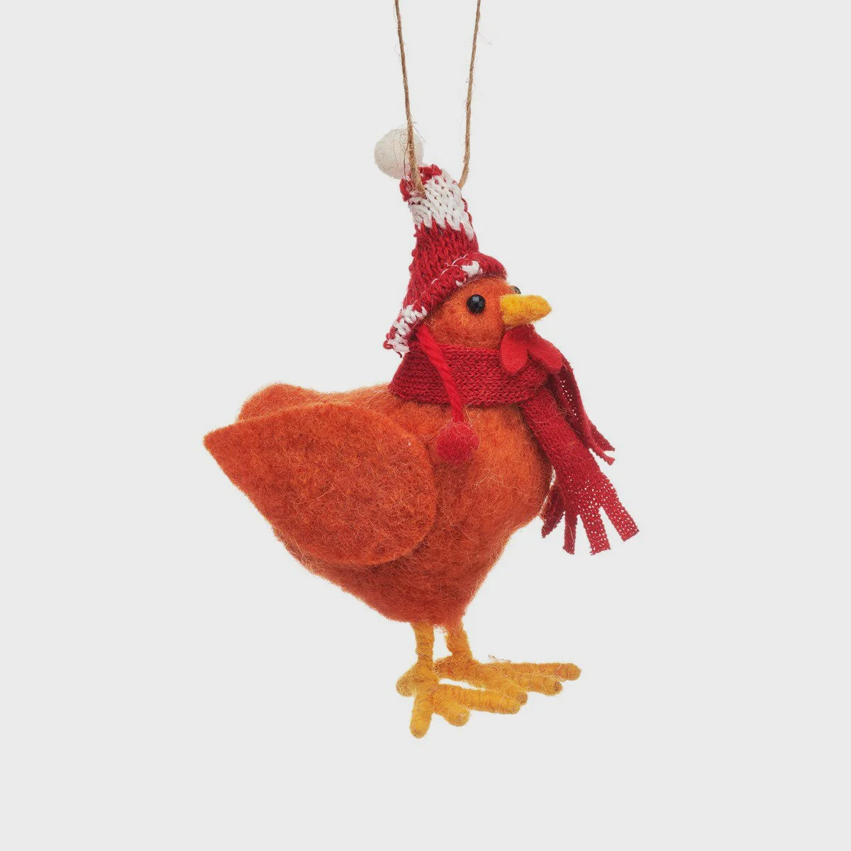 Chicken with wooly hat hanging decoration