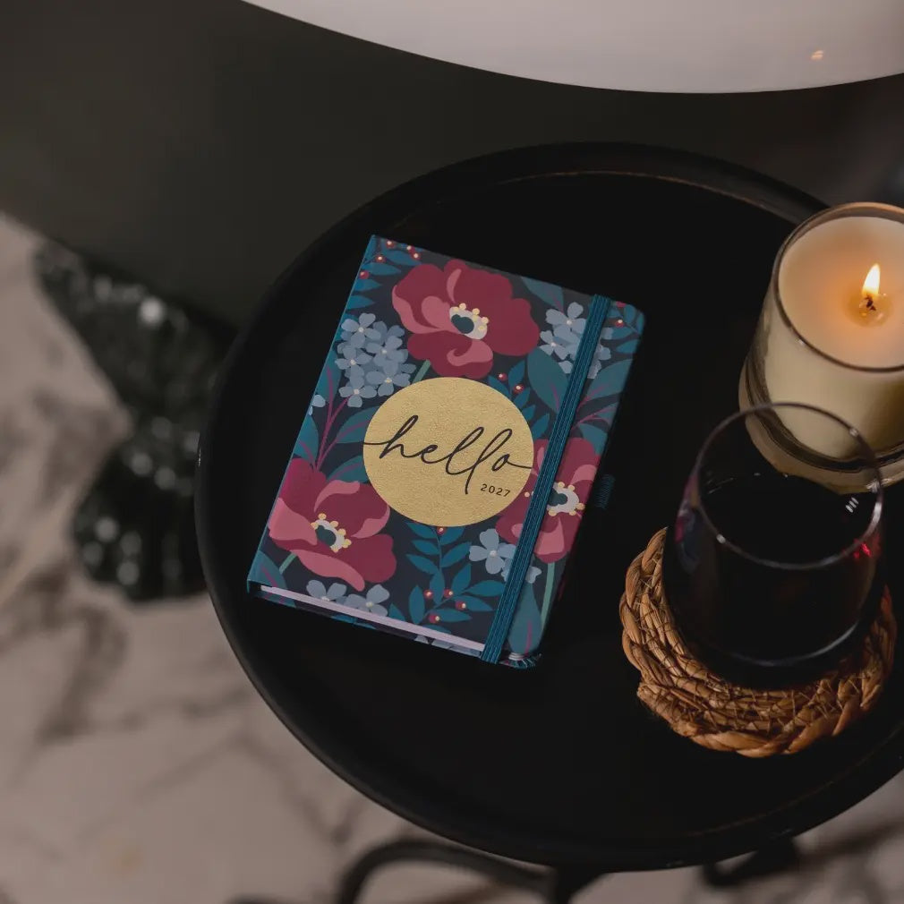 A6 To Do Diary 2027 Charcoal Floral