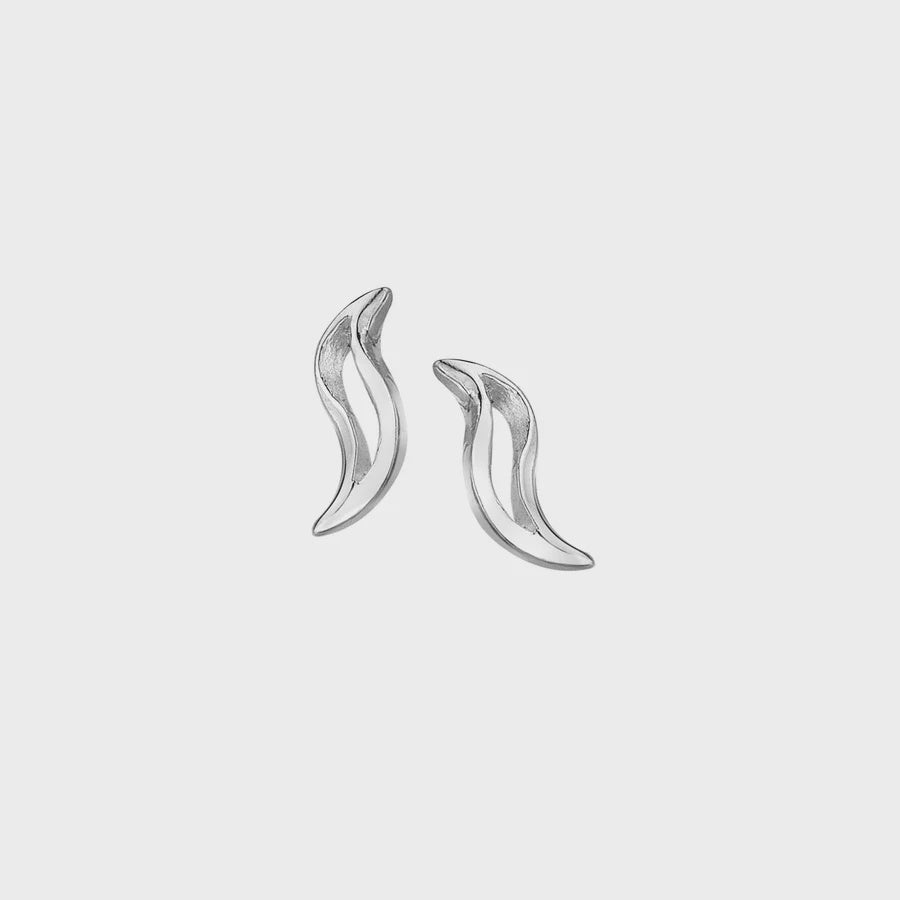 Double wave stud earrings