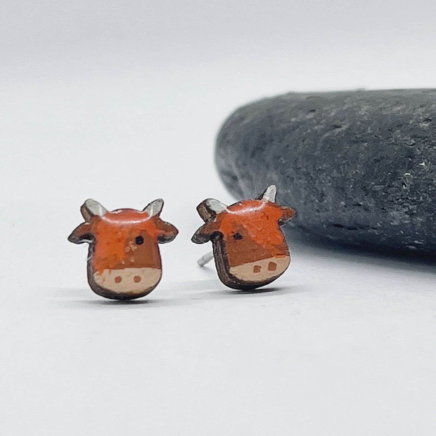 Hand painted Highland cow earrings