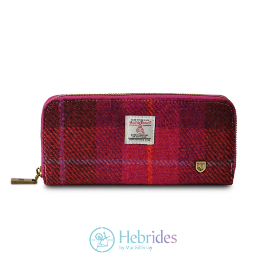 Fuchsia Harris Tweed - Long zip purse