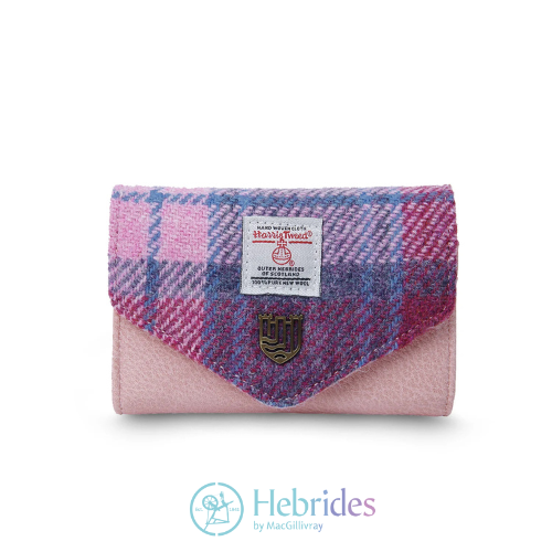 Pink & blue Harris Tweed - small clasp purse
