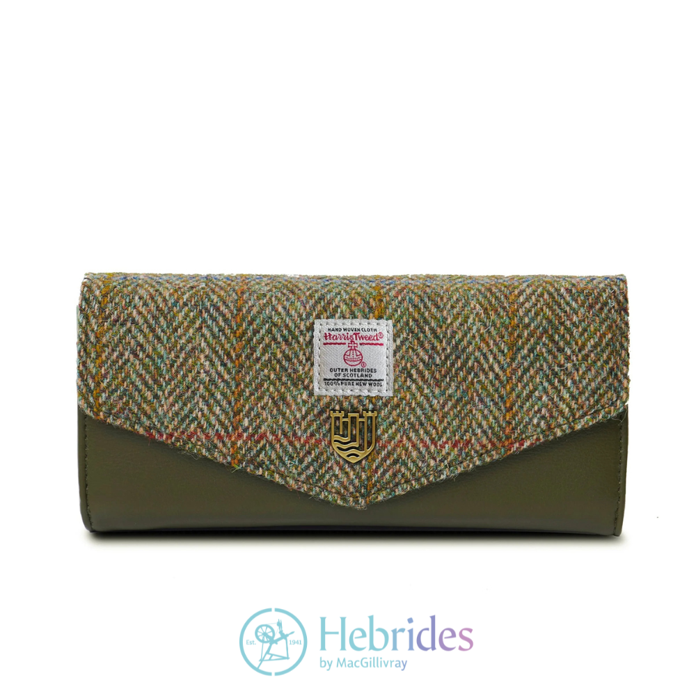 Chestnut green Harris Tweed - large clasp purse
