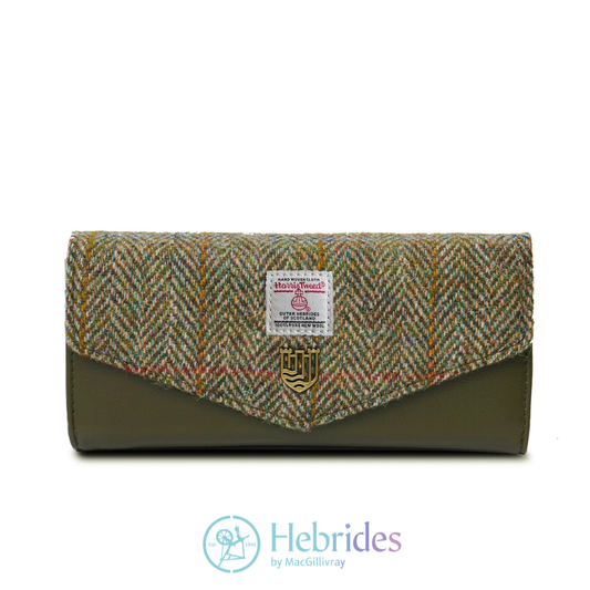 Chestnut green Harris Tweed - large clasp purse