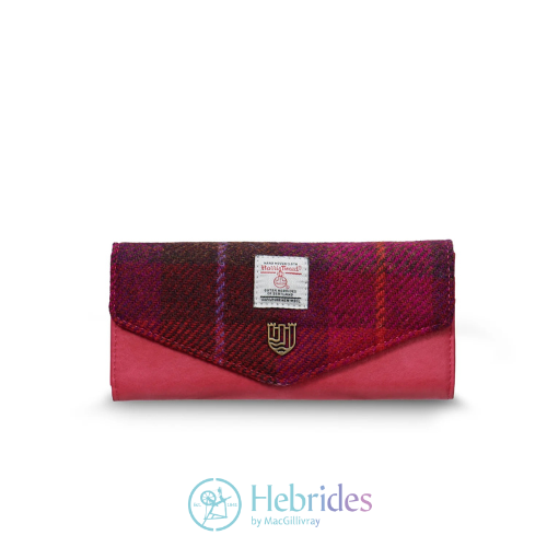 Fuchsia Harris Tweed - large clasp purse