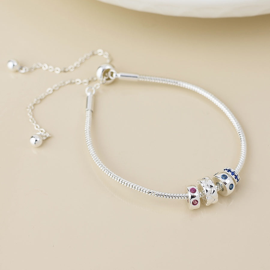 Silver plated multi ring with crystals snake bracelet