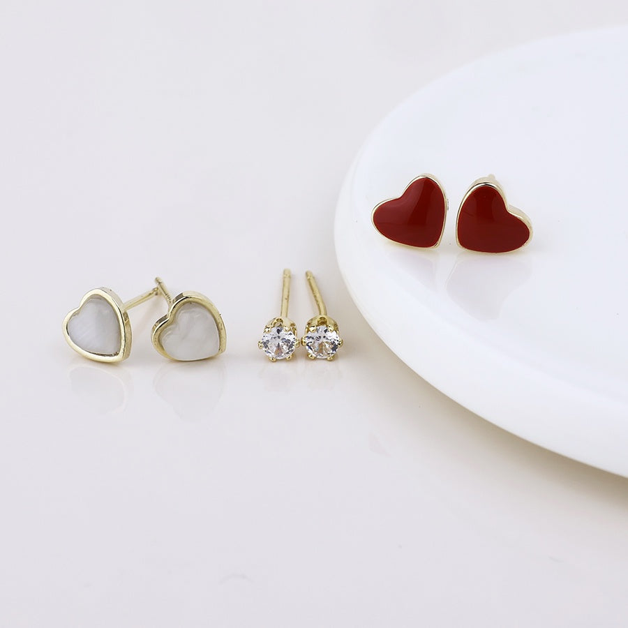 Heather heart earring set-faux gold plated