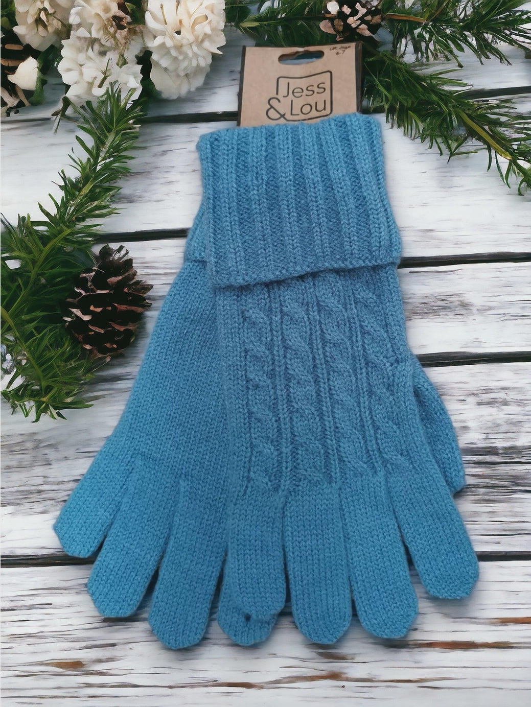 Cornflower Cosy Cable knit Gloves GL216