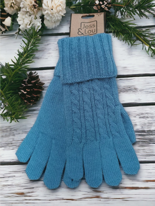 Cornflower Cosy Cable knit Gloves GL216