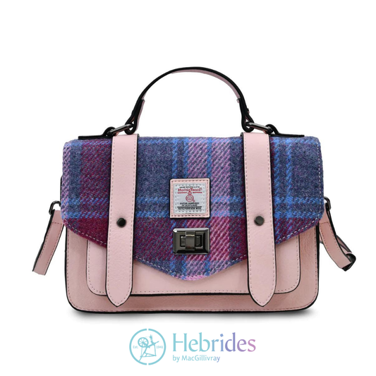 Pink & blue Harris Tweed -Satchel