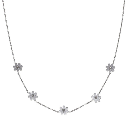Necklace Waterproof Dainty Multi Daisy Silver