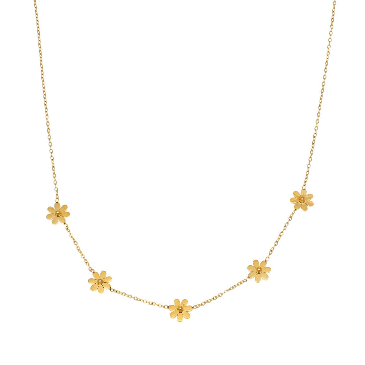 Necklace Waterproof Dainty Multi Daisy Gold