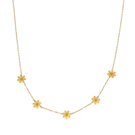 Necklace Waterproof Dainty Multi Daisy Gold