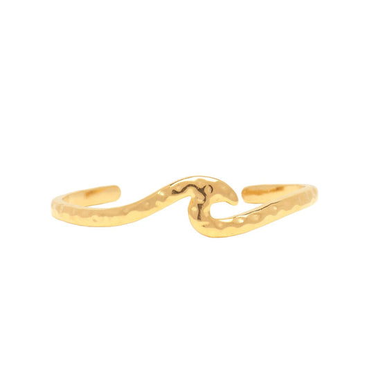 BANGLE WATERPROOF HAMMERED WAVE GOLD