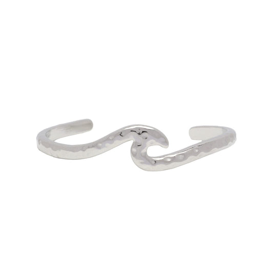 BANGLE WATERPROOF HAMMERED WAVE SILVER